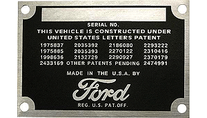 1928-48 Data Plate 7C-14001